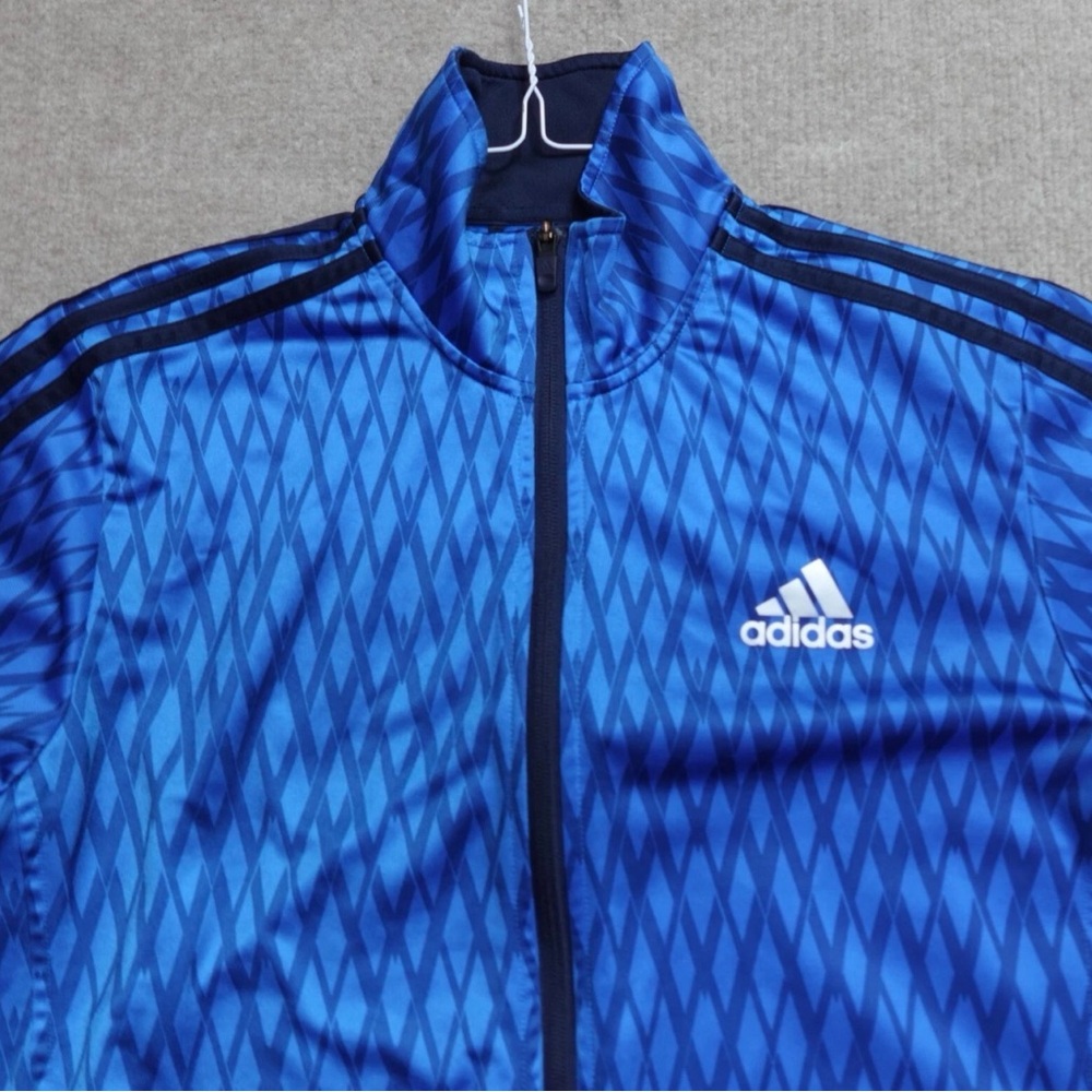 Adidas Men's Blue Patterned Performance Jacket - image 1